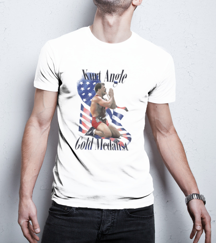 Kurt Angle Gold Medalist American Flag Wrestling Victory T-Shirt