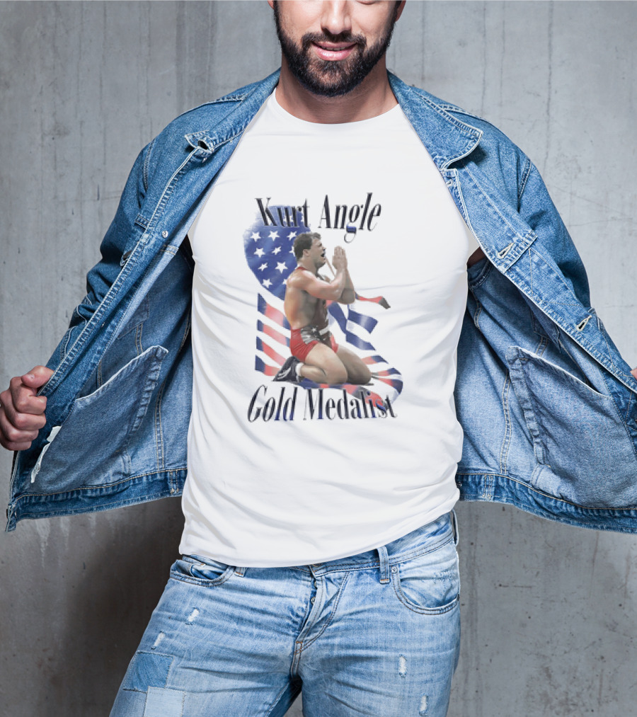 Kurt Angle Gold Medalist American Flag Wrestling Victory T-Shirt