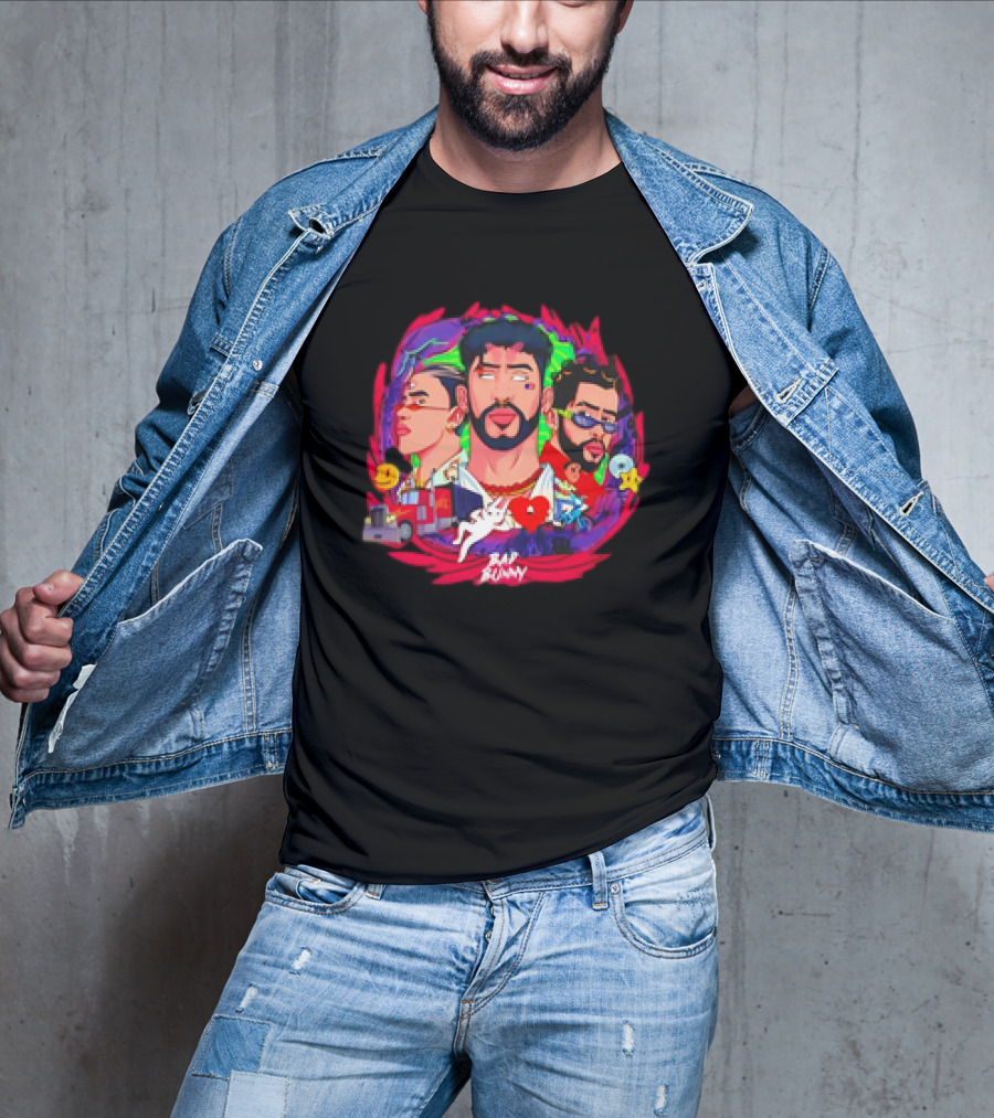Bad Bunny X 100PRE Vintage Colorful Portraits And Iconic Symbols T-Shirt