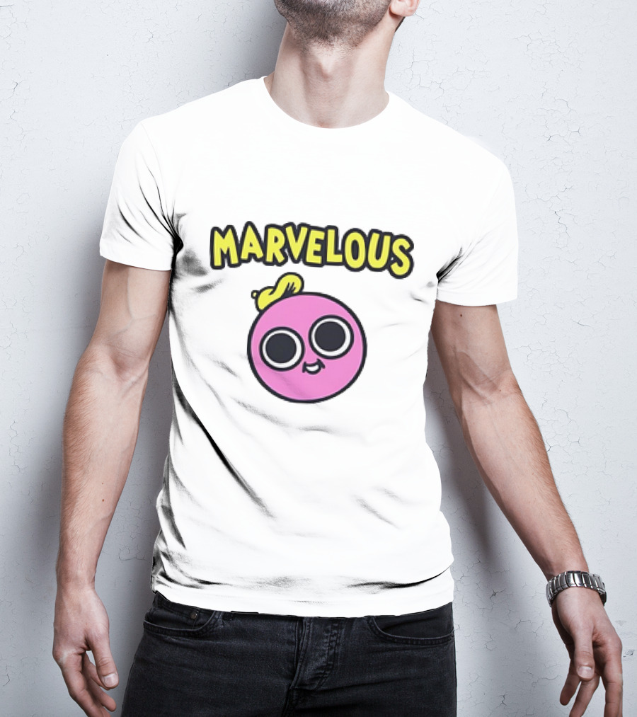 MARVELOUS Cute Pink Smiley Face With Large Eyes And Yellow Hair T-Shirt