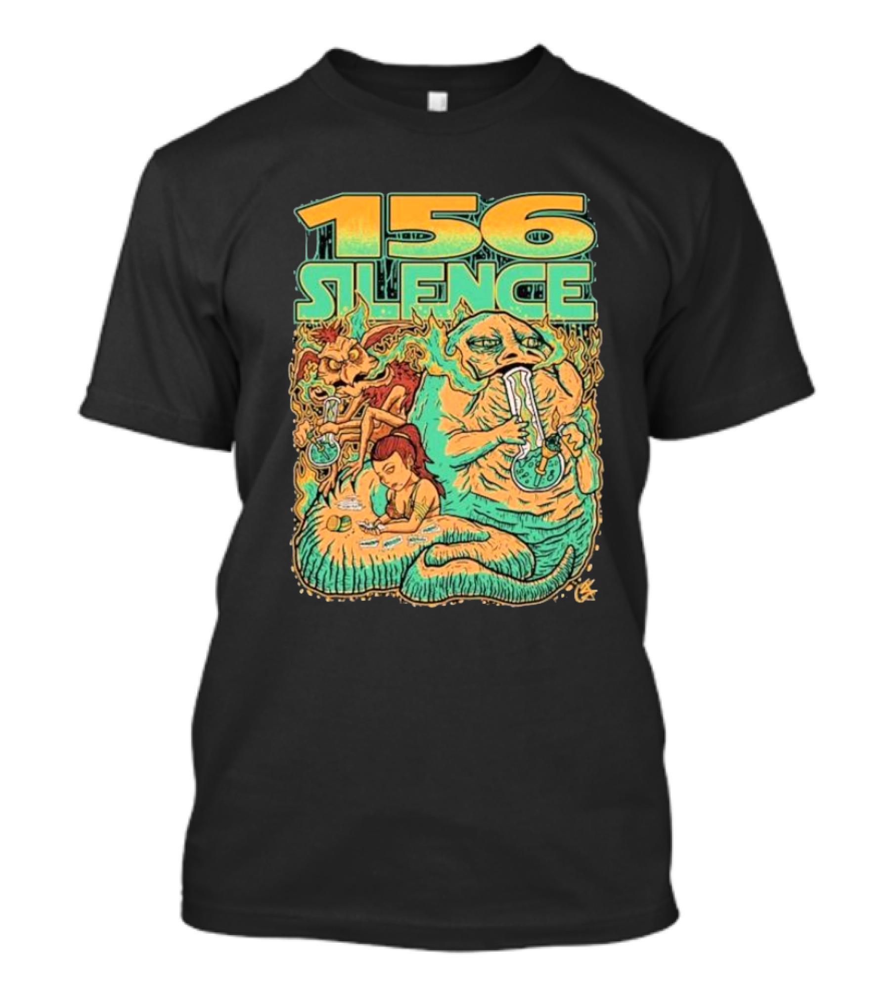 156 Silence Creature Smoking And Relaxing Psychedelic Art T-Shirt
