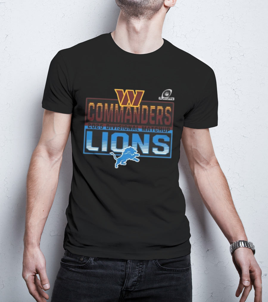 2025 NFL Playoffs Commanders Vs Lions Divisional Matchup T-Shirt