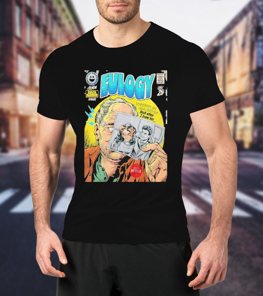 All New Black Mirror Comics Eulogy Smartphones Clouds By Butcher Billy Netflix T-Shirt