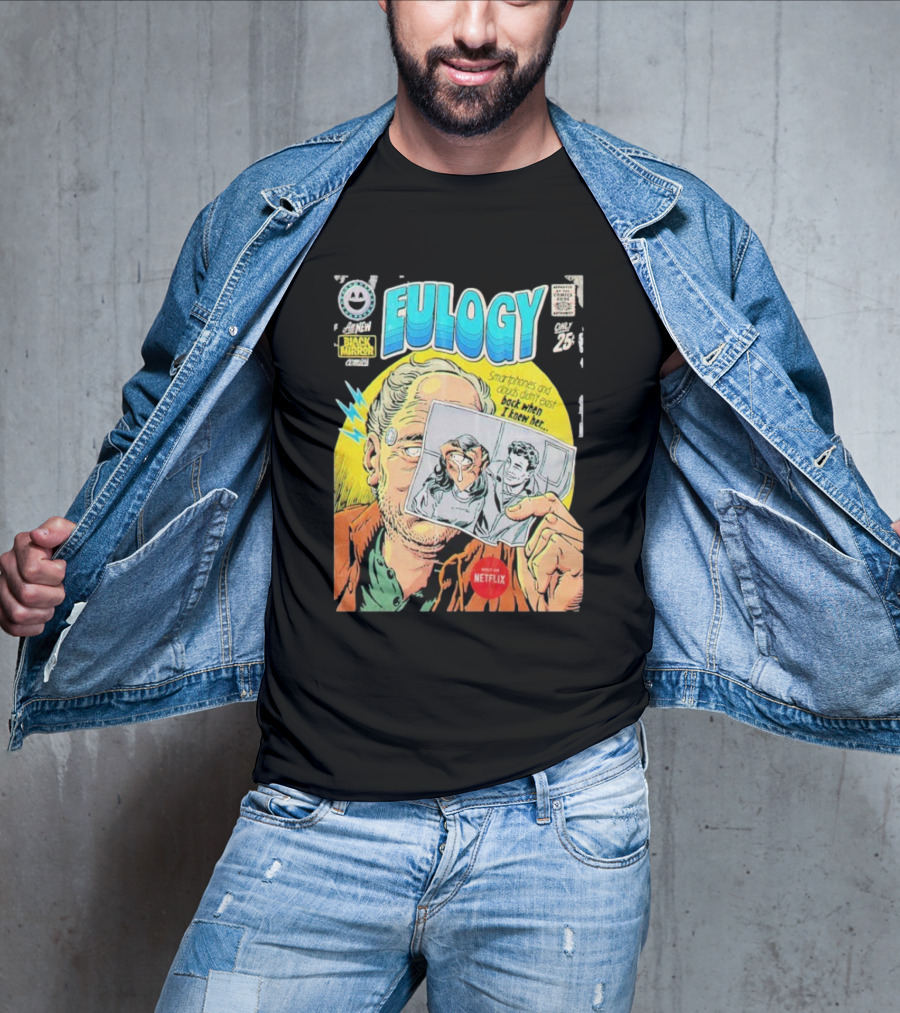 All New Black Mirror Comics Eulogy Smartphones Clouds By Butcher Billy Netflix T-Shirt
