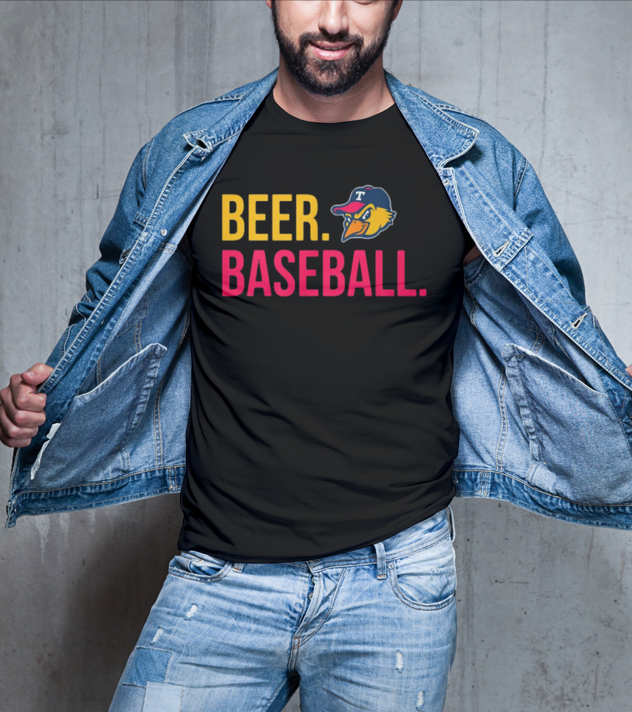Beer Baseball T-Bird Mascot Bold Text Design T-Shirt
