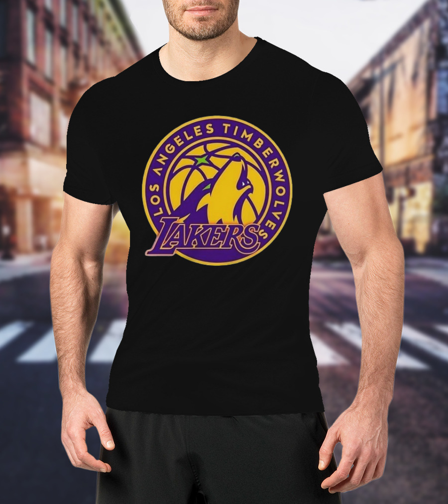 Los Angeles Timberwolves Lakers Collaboration Emblem Transformation T-Shirt