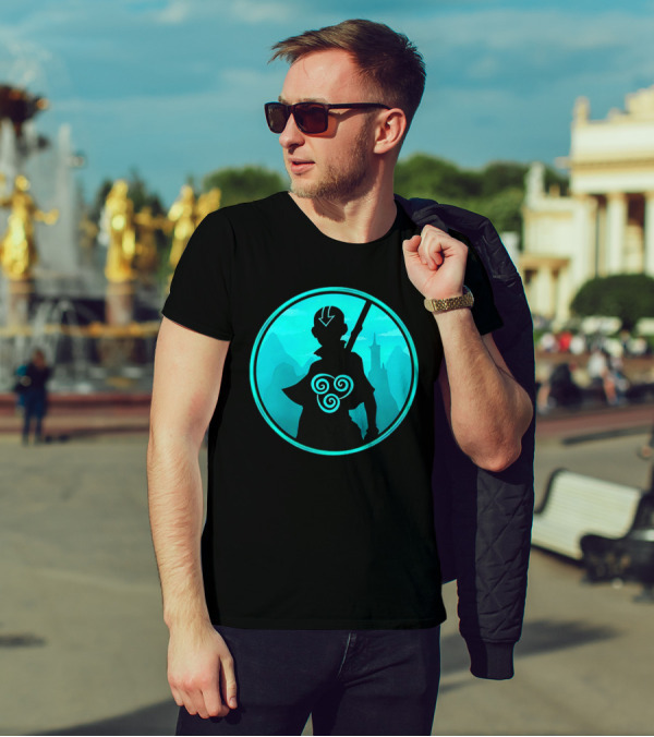 Avatar Aang Airbending Silhouette With Arrow Mark And Air Nomad Symbol T-Shirt