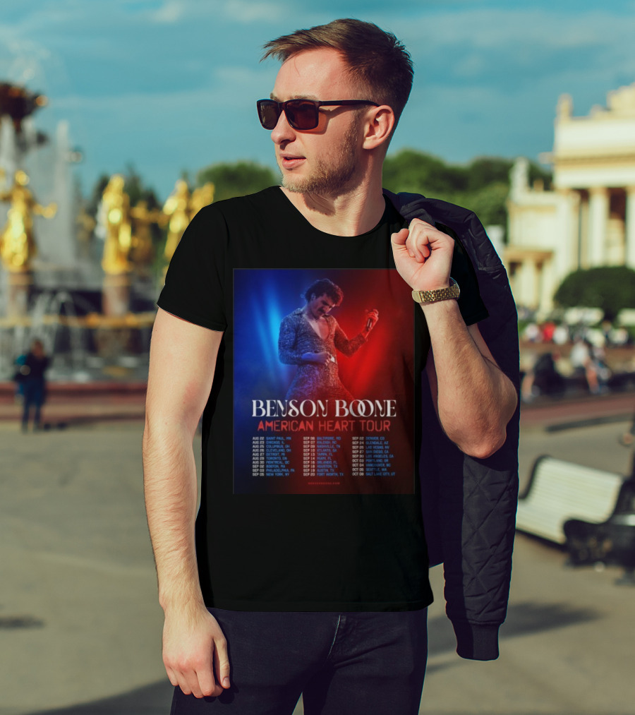 Benson Boone American Heart Tour 2025 Cities And Dates August To October T-Shirt