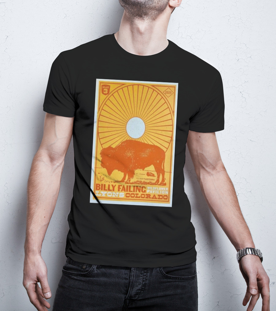Billy Failing Wildflower Pavilion May 3 2025 Lyons Colorado Concert Buffalo Sunburst Art T-Shirt