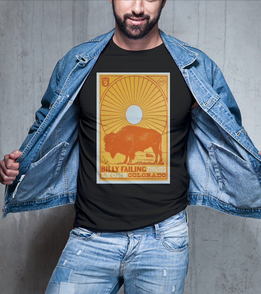 Billy Failing Wildflower Pavilion May 3 2025 Lyons Colorado Concert Buffalo Sunburst Art T-Shirt