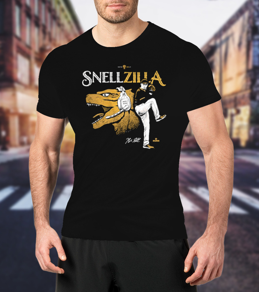 Blake Snell Snellzilla Pitching With Dinosaur Graphic Signature T-Shirt