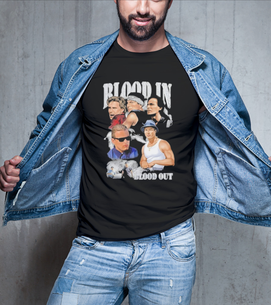 Blood In Blood Out Movie Characters Collage With Diamonds T-Shirt
