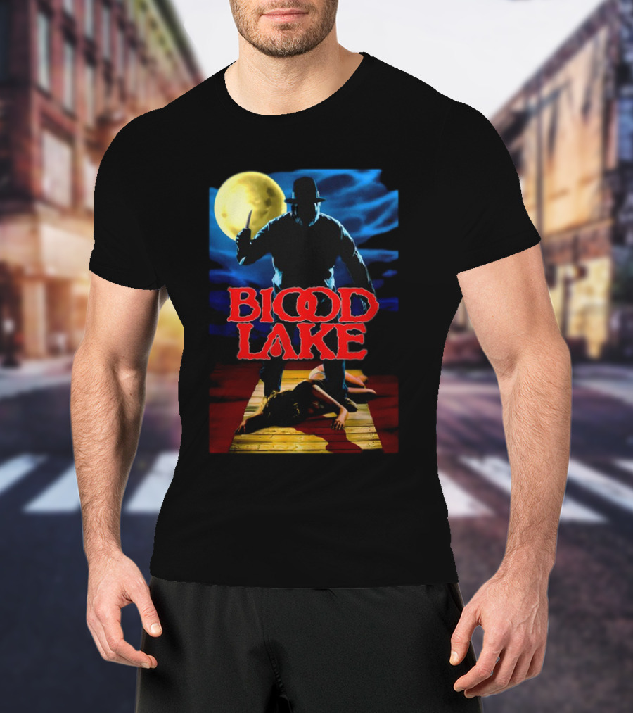 Blood Lake Horror Movie Moonlit Killer Silhouette T-Shirt