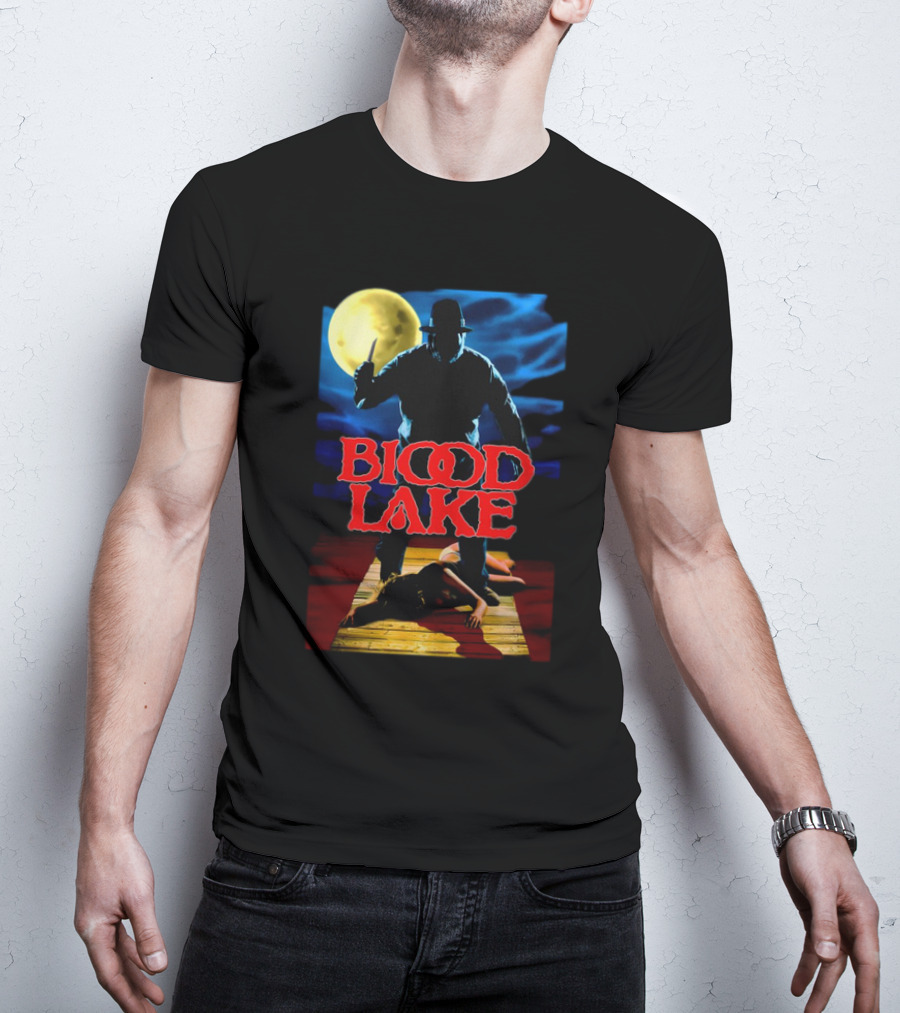 Blood Lake Horror Movie Moonlit Killer Silhouette T-Shirt
