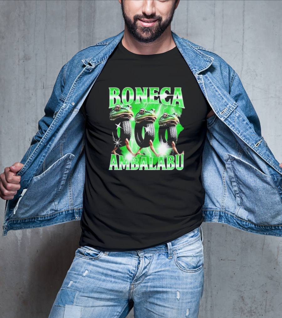 Boneca Ambalabu Frog Head With Tires And Green Lightning T-Shirt