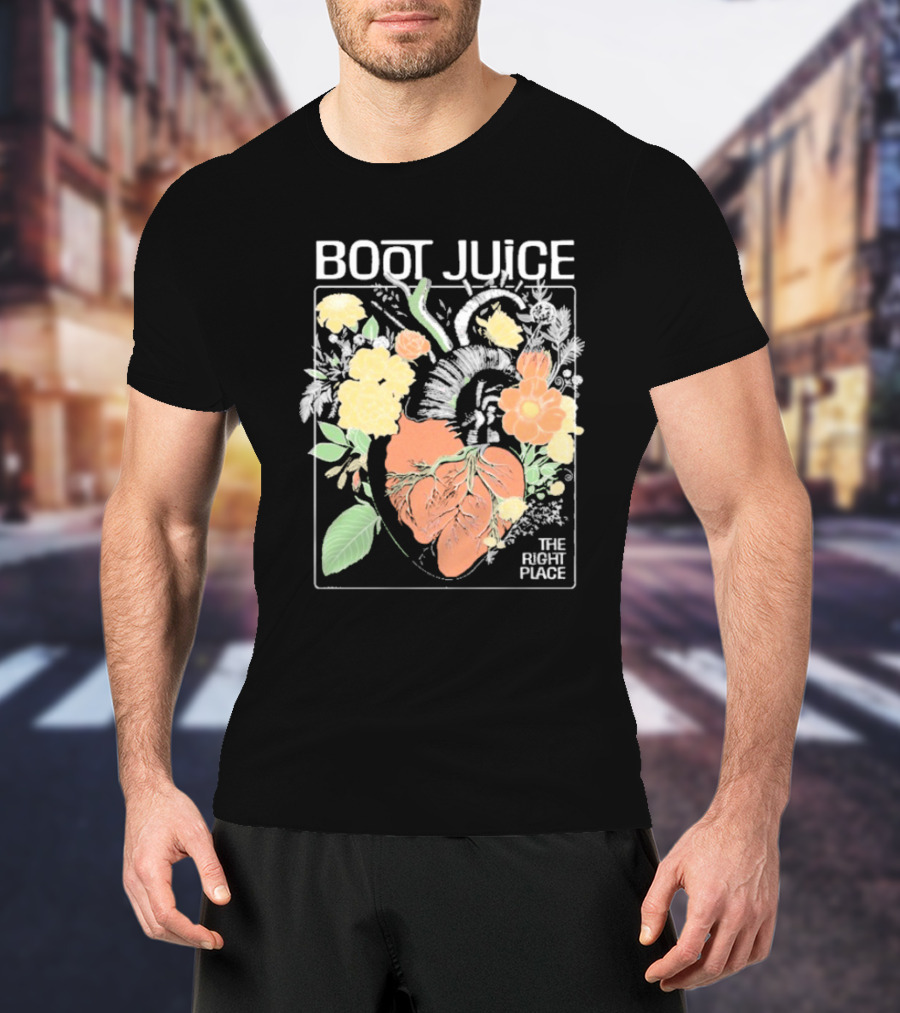 Boot Juice The Right Place Floral Heart Botanical Vintage Style T-Shirt