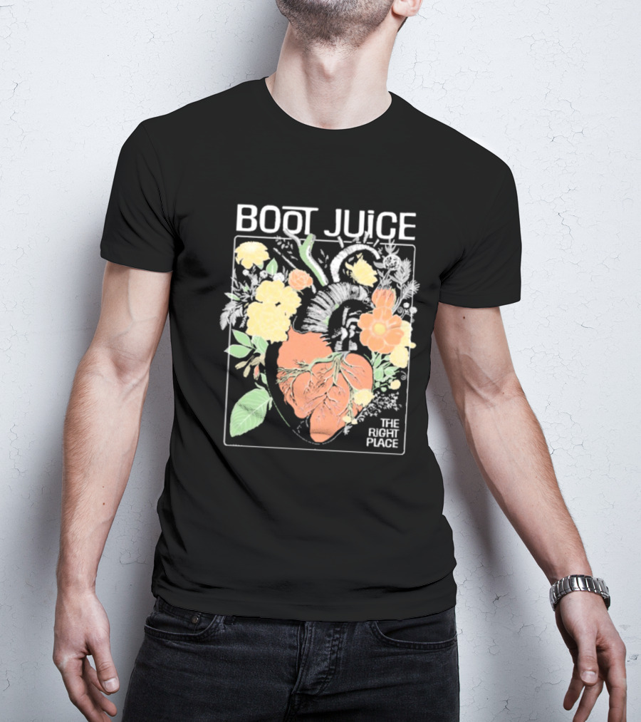 Boot Juice The Right Place Floral Heart Botanical Vintage Style T-Shirt
