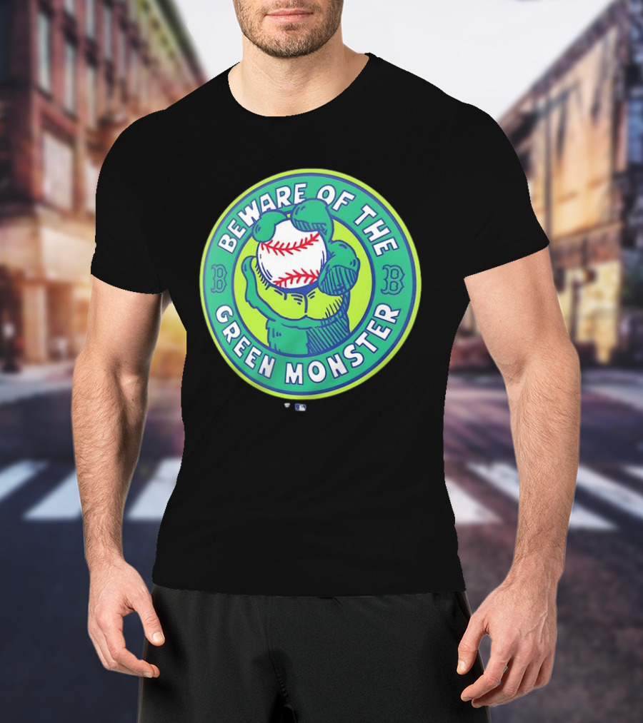 Boston Red Sox Beware Of The Green Monster Baseball Iconic Fenway Park Imagery T-Shirt