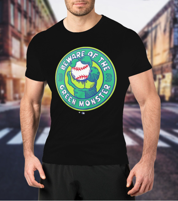 Boston Red Sox Beware Of The Green Monster Baseball Iconic Fenway Park Imagery T-Shirt