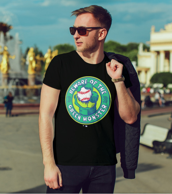 Boston Red Sox Beware Of The Green Monster Baseball Iconic Fenway Park Imagery T-Shirt