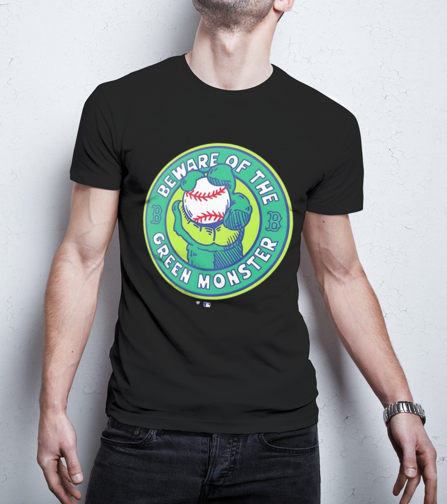 Boston Red Sox Beware Of The Green Monster Baseball Iconic Fenway Park Imagery T-Shirt