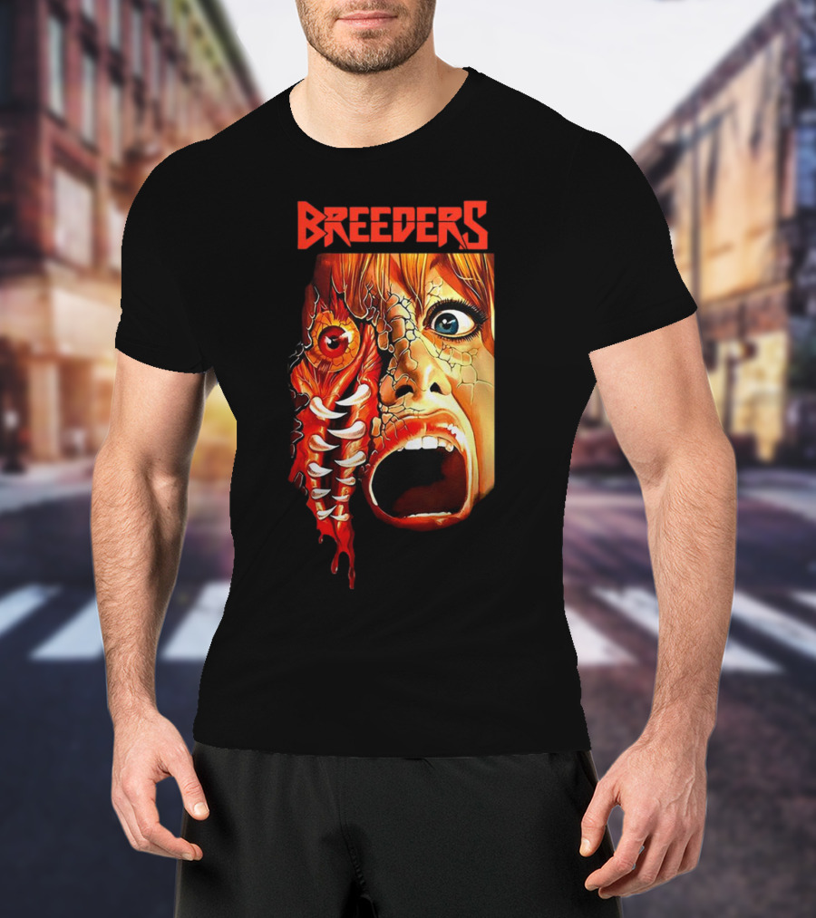Breeders Horror Movie Artwork With Distorted Face And Eye T-Shirt