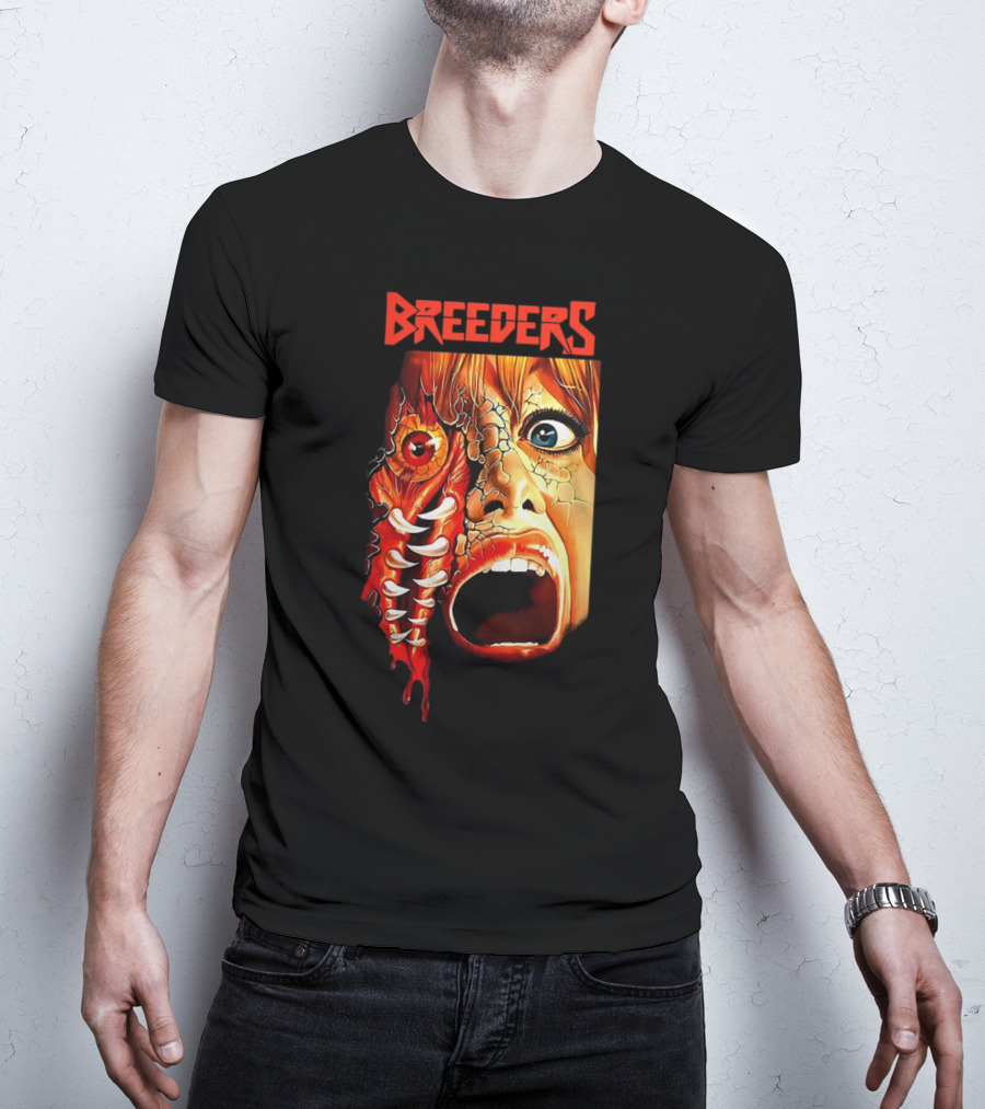 Breeders Horror Movie Artwork With Distorted Face And Eye T-Shirt