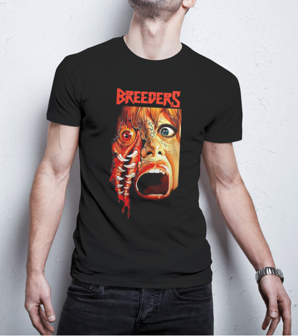 Breeders Horror Movie Artwork With Distorted Face And Eye T-Shirt