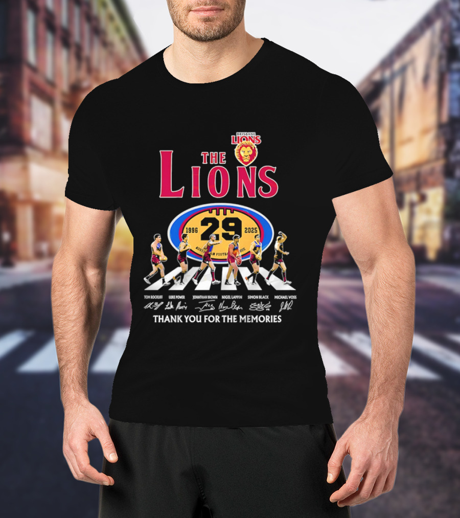 Brisbane Lions The Lions 29 Years 1996-2025 Thank You For The Memories Signatures T-Shirt