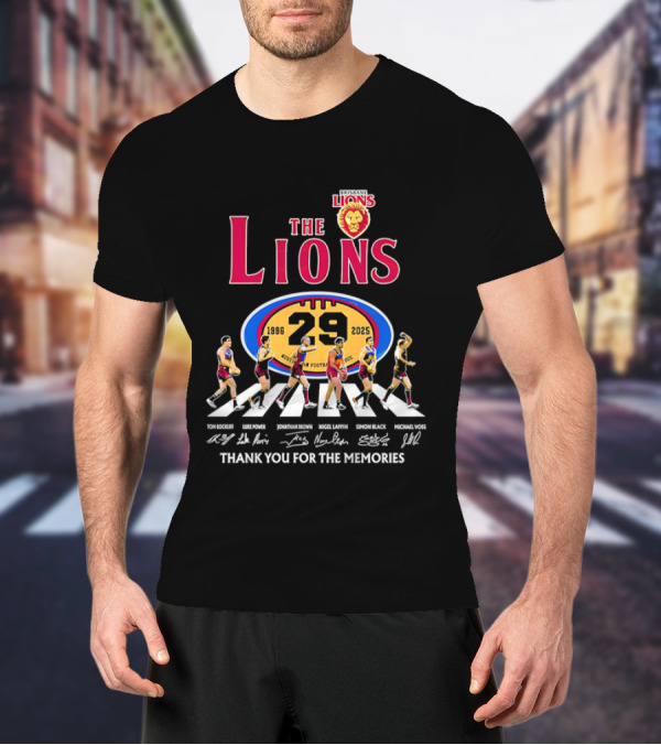 Brisbane Lions The Lions 29 Years 1996-2025 Thank You For The Memories Signatures T-Shirt