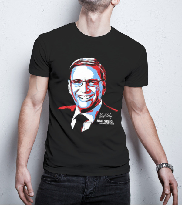 Bud Selig Commissioner Signature Red Blue White T-Shirt