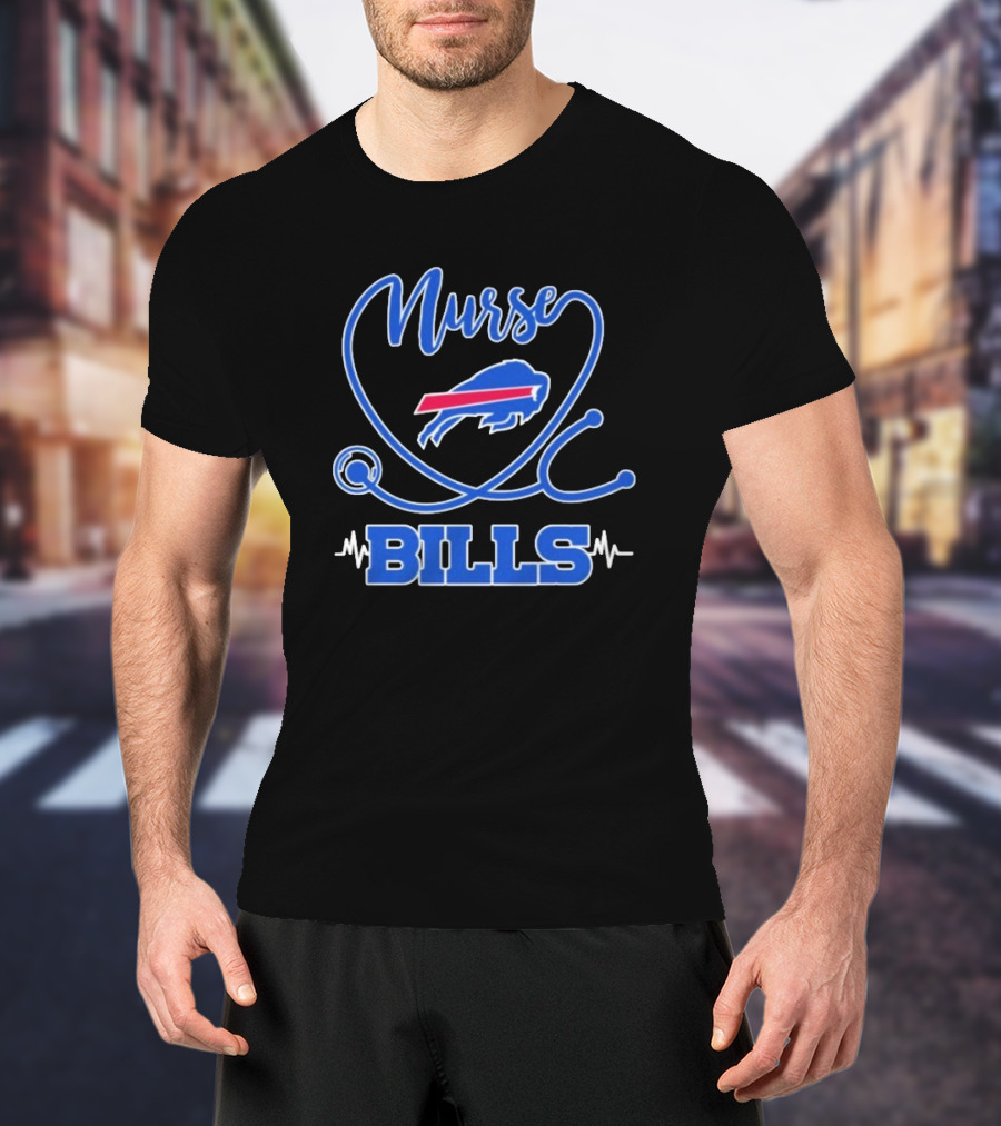 Nurse Buffalo Bills Stethoscope Heartbeat T-Shirt