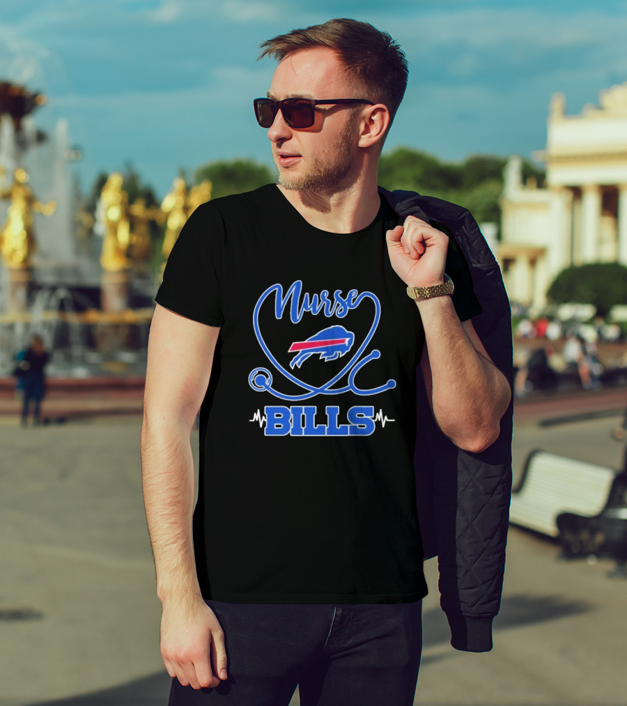 Nurse Buffalo Bills Stethoscope Heartbeat T-Shirt