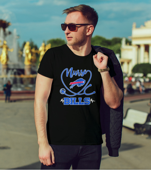Nurse Buffalo Bills Stethoscope Heartbeat T-Shirt