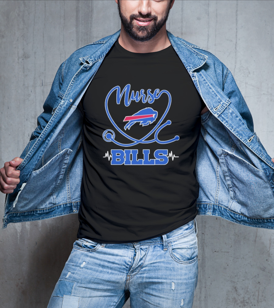 Nurse Buffalo Bills Stethoscope Heartbeat T-Shirt
