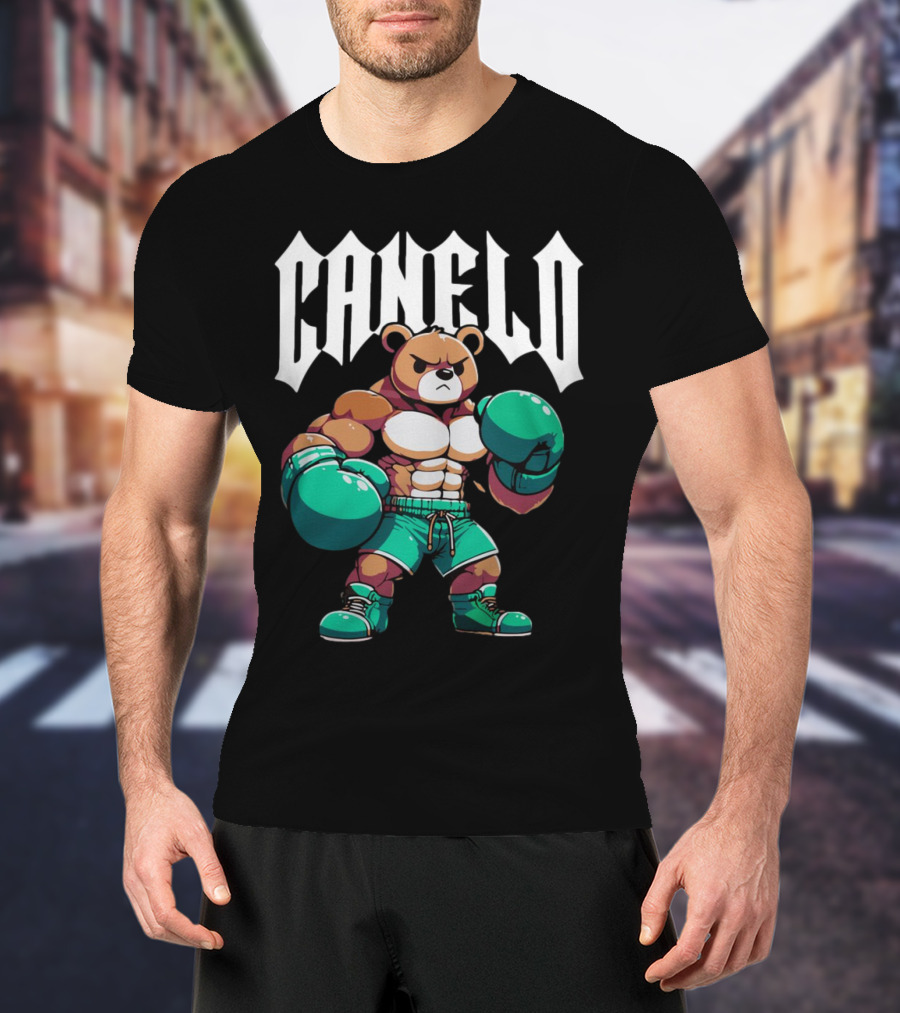 Canelo Bear Boxing Cartoon Bear With Gloves And Shorts T-Shirt
