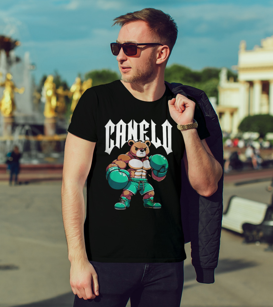 Canelo Bear Boxing Cartoon Bear With Gloves And Shorts T-Shirt