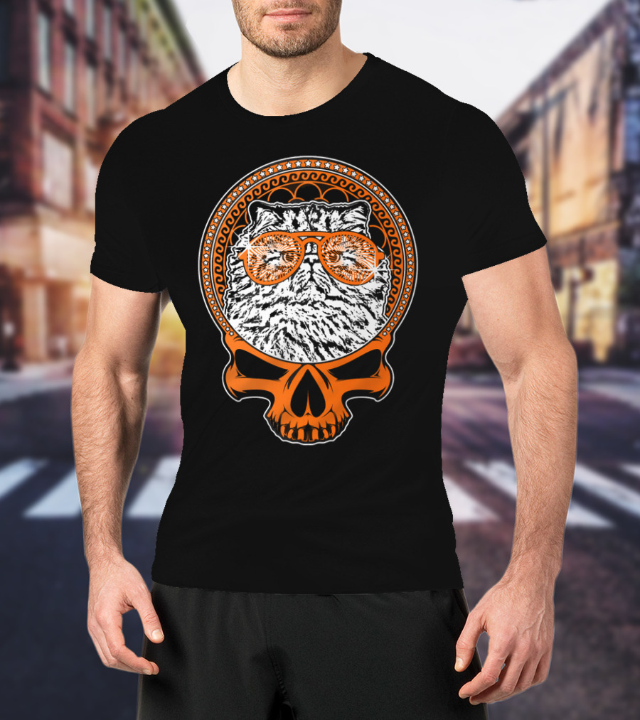 CATTY STYLE Skull Cat With Sunglasses T-Shirt