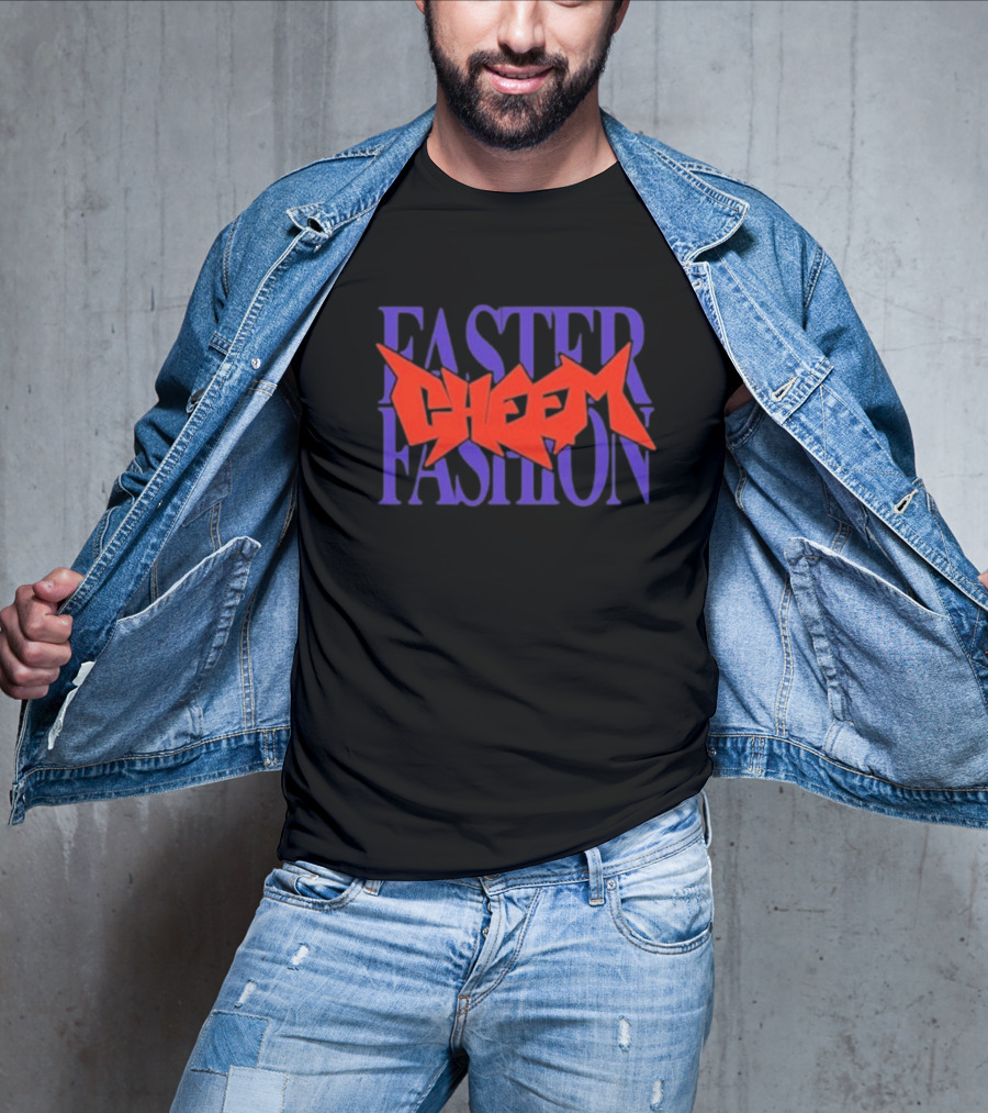 Faster Fashion Cheem Bold Red And Purple Typography T-Shirt