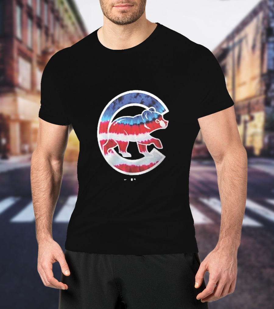 Chicago Cubs Americana Tie-Dye Bear Logo T-Shirt