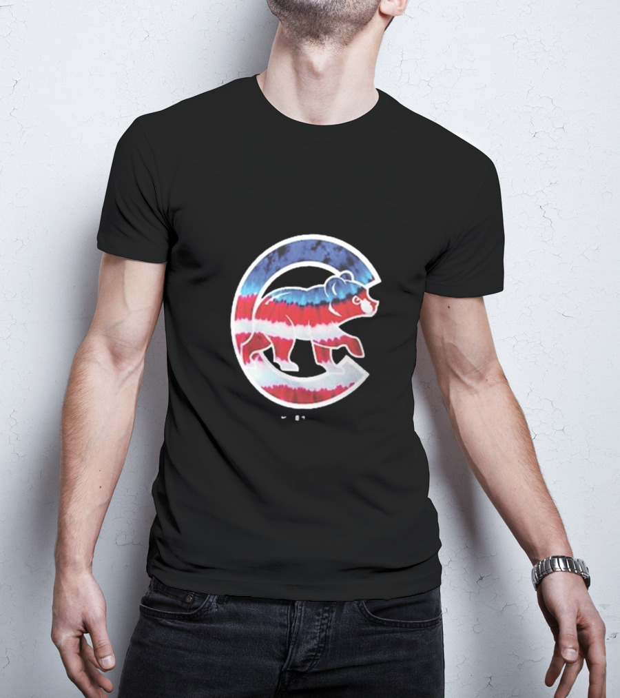 Chicago Cubs Americana Tie-Dye Bear Logo T-Shirt