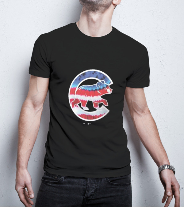 Chicago Cubs Americana Tie-Dye Bear Logo T-Shirt