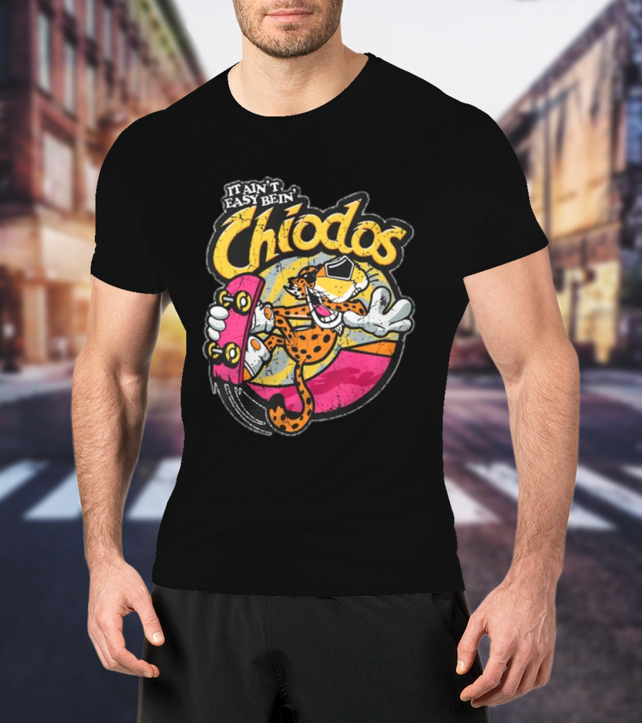 It Ain't Easy Bein' Chiodos Skateboard Cheetah Black T-Shirt