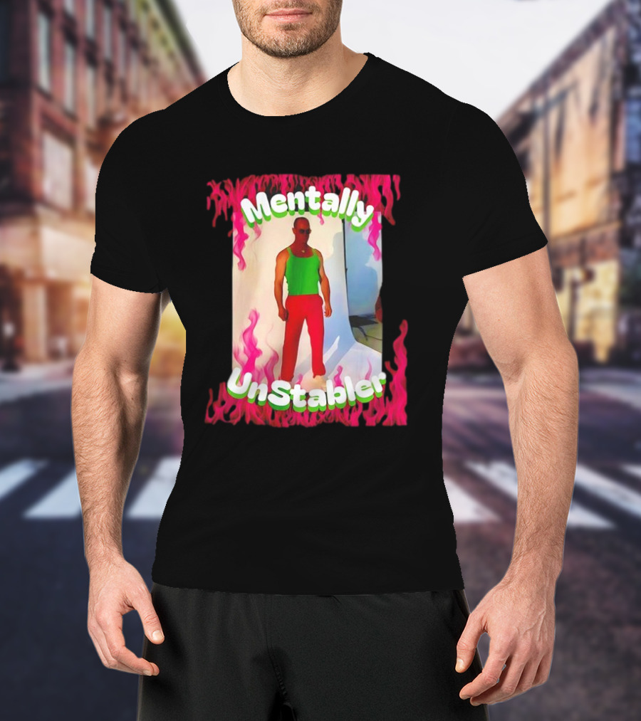 Mentally Unstabler Flaming Outfit Vibrant Red Pants T-Shirt