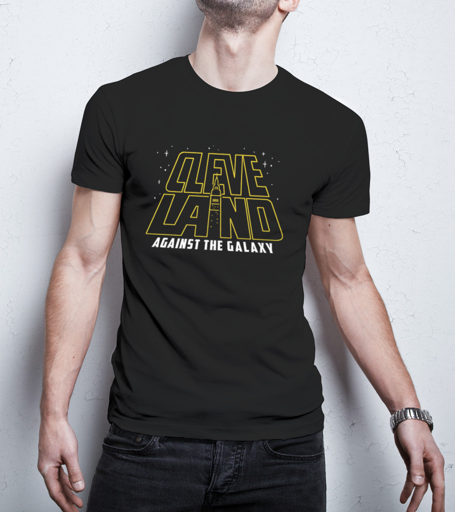 Cleveland Against The Galaxy Tower And Stars Fantasy Style T-Shirt