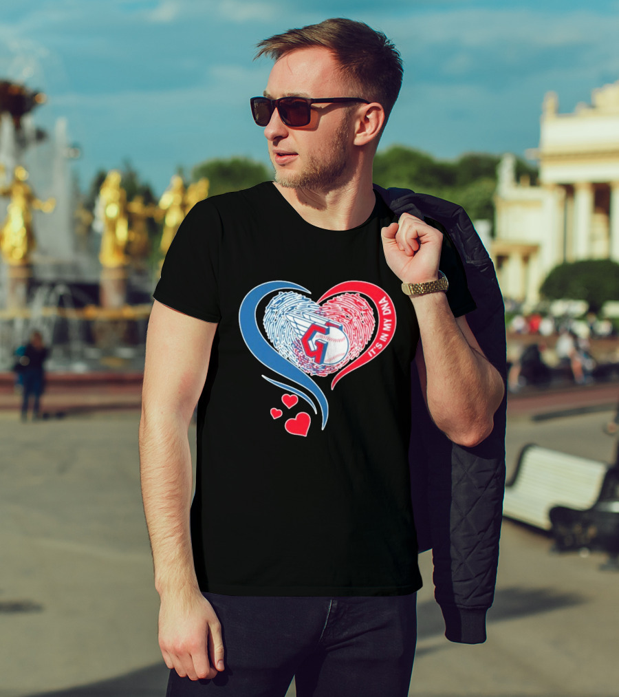 Cleveland Guardians It's In My DNA Heart Baseball Fingerprint T-Shirt