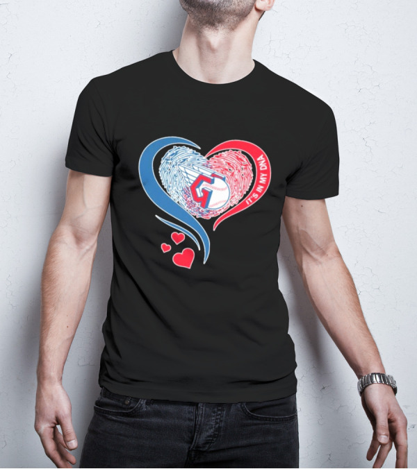 Cleveland Guardians It's In My DNA Heart Baseball Fingerprint T-Shirt