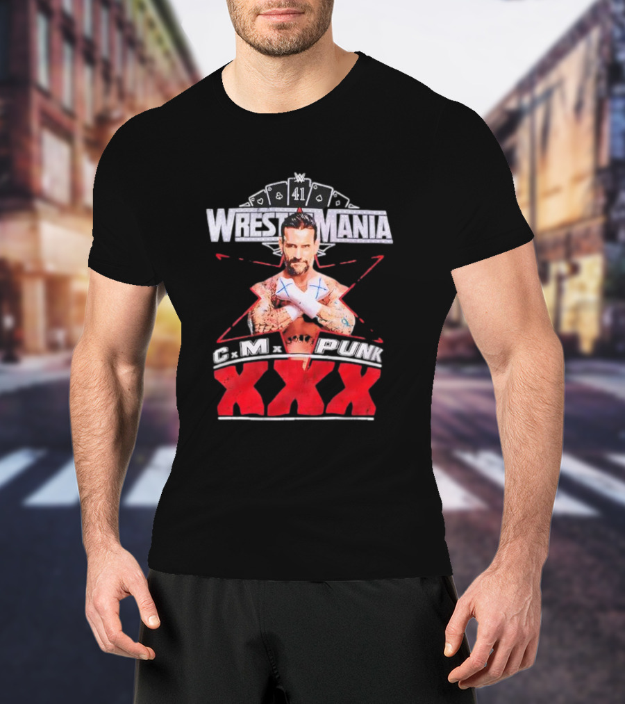 CM Punk WrestleMania XXX 41 Playing Cards Theme T-Shirt