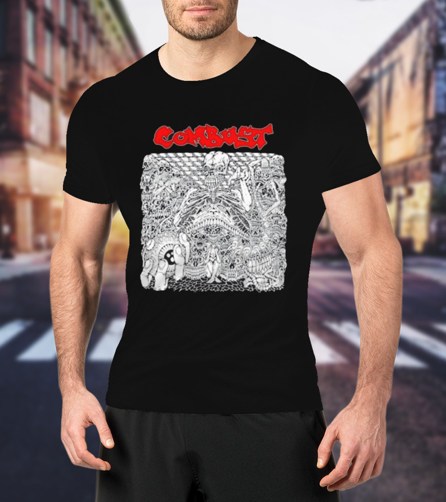 Combust Belly Of The Beast Intricate Black And White Triple B Records T-Shirt