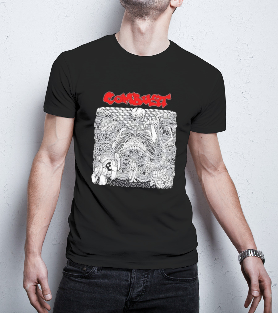 Combust Belly Of The Beast Intricate Black And White Triple B Records T-Shirt